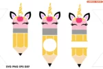 Teacher Pencil Unicorn Monogram SVG image 6