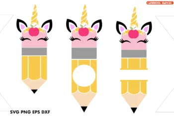 Teacher Pencil Unicorn Monogram SVG image