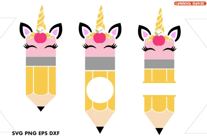 Teacher Pencil Unicorn Monogram SVG image 3