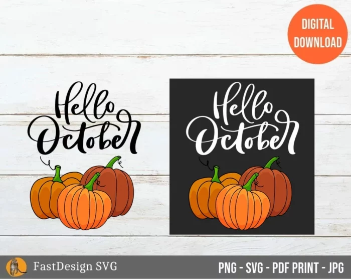 Hello October SVG PNG / Fall Sublimation svg png image 6