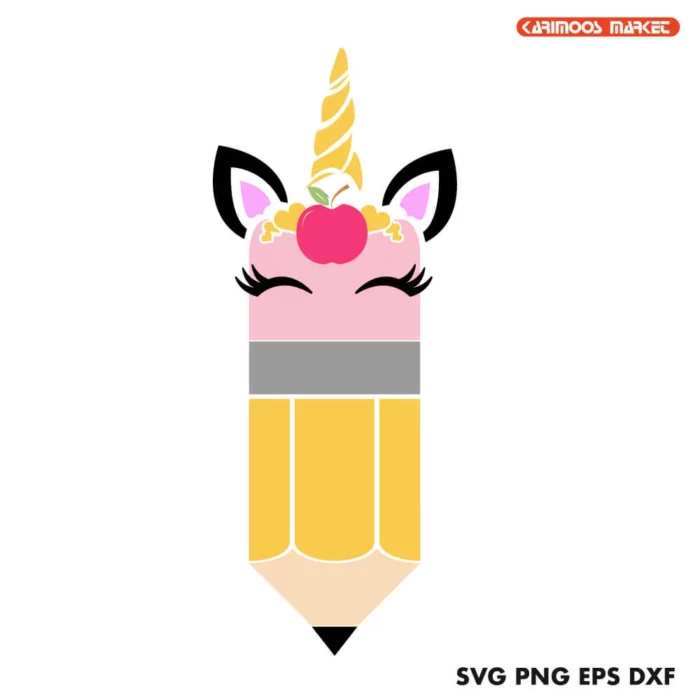 Teacher Pencil Unicorn Monogram SVG image 5