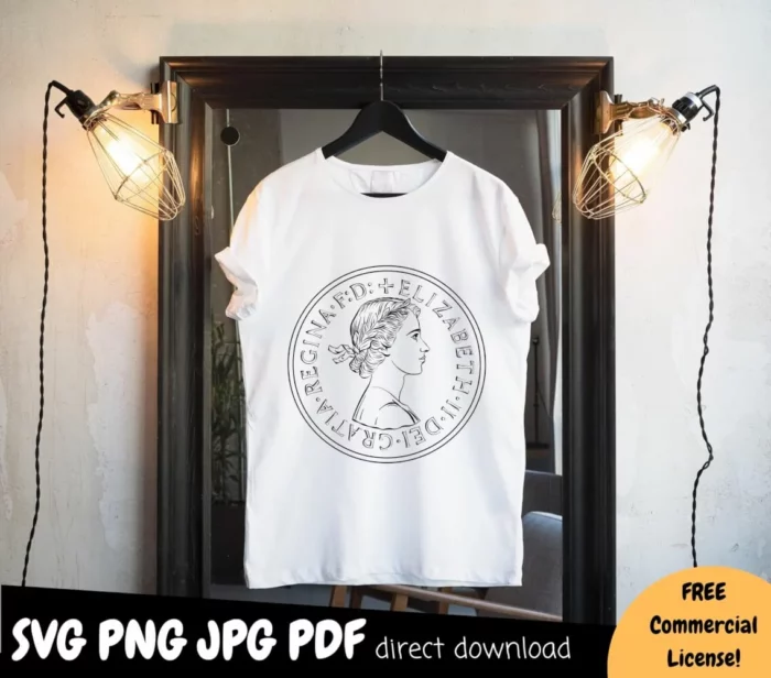 Queen Elizabeth II SVG PNG Shirt design image 3
