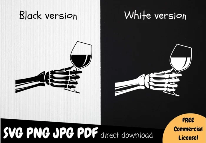 Skeleton Hand SVG PNG / Glass of Wine SVG image 5