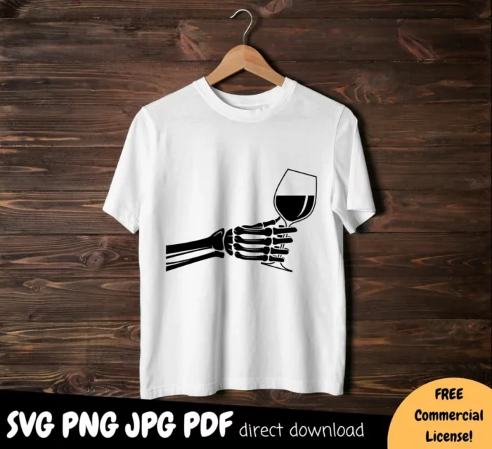 Skeleton Hand SVG PNG / Glass of Wine SVG image 4