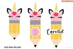 Teacher Pencil Unicorn Monogram SVG image 7